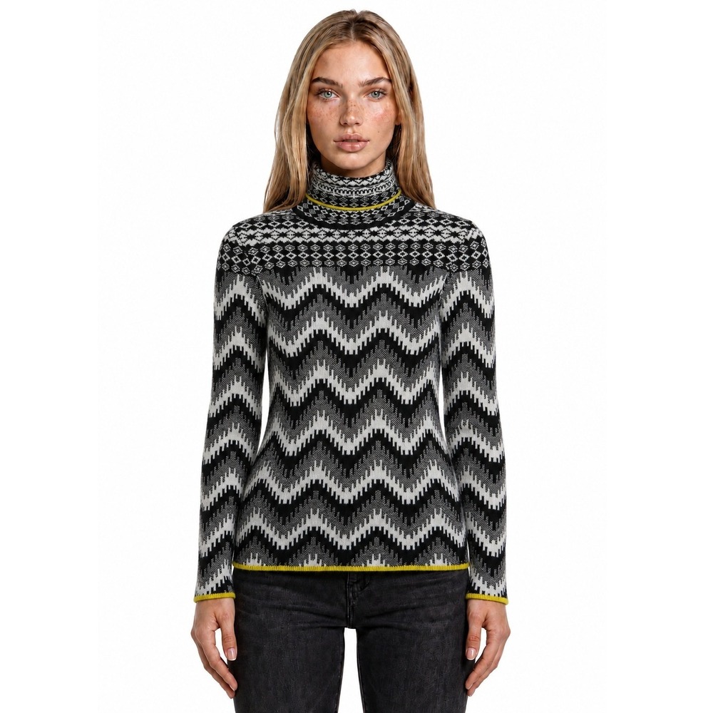 Maeve Anthropologie Chevron Turtleneck Sweater Women's Size XS Black White Aztec